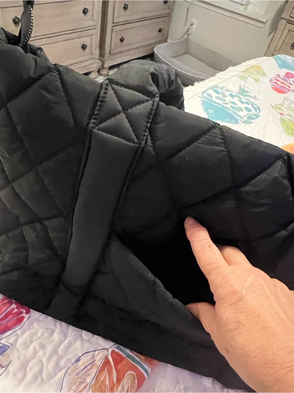 Poppy & Peonies Quilted Black Tote with Blush Pink Interior - Go Getter Tote - Picture 5 of 15
